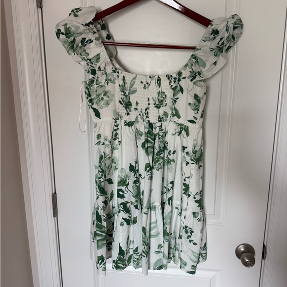 Abercrombie & Fitch Green and White Ruffled Mini Dress - Picture 2 of 3
